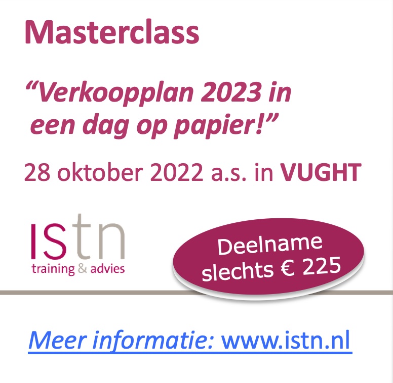 Masterclass "Verkoopplan 2023 in een dag op papier" op vrijdag 28 oktober 2022 in Vught
